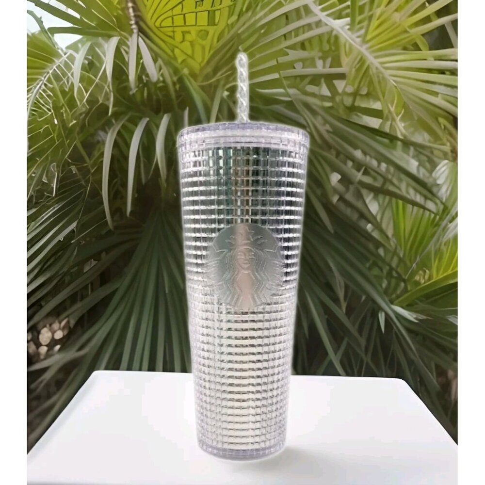 Starbucks Winter Silver Disco Tumbler Cup 24 oz With Stra Lid Bought Never Used